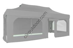 CLK 2x4 40mm Alüminyum Katlanabilir Tente Gazebo Çadır  2 Yan Pencereli 1 Yan Aksesuarsız 1 Yan Kapı ve Pencereli