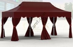 CLK 3x6 mt 40 mm Garden Katlanabilir Tente Bahçe Çadır Bordo Çardak Bungalow Serisi